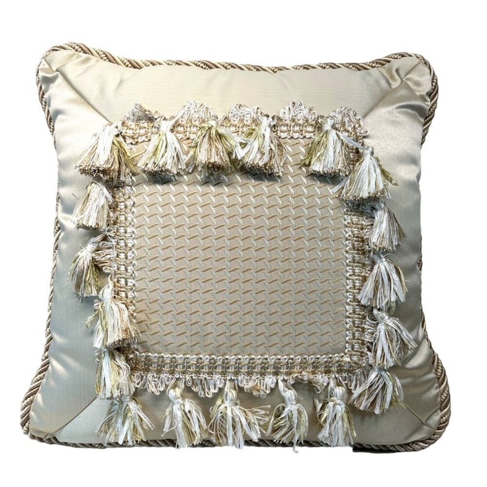 WC Designs Waterford Polyester Conor Paisley 18" x 18" Gold Pillow Tassels